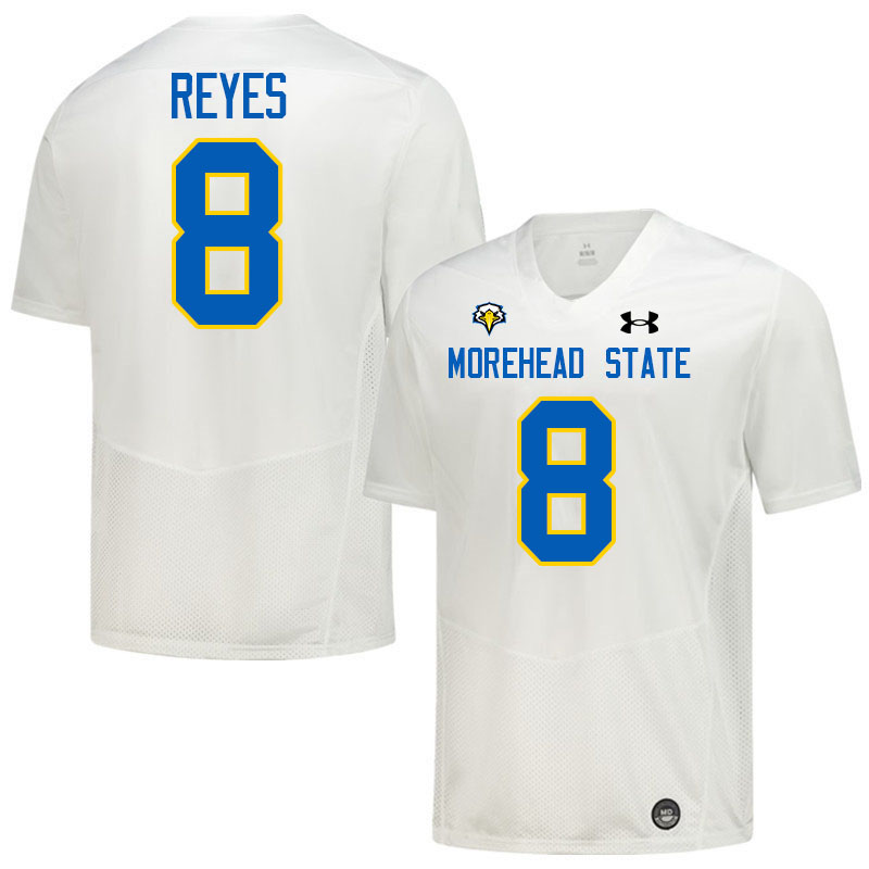 Morehead State Eagles #8 Mateo Reyes College Football Jerseys,Uniforms-White